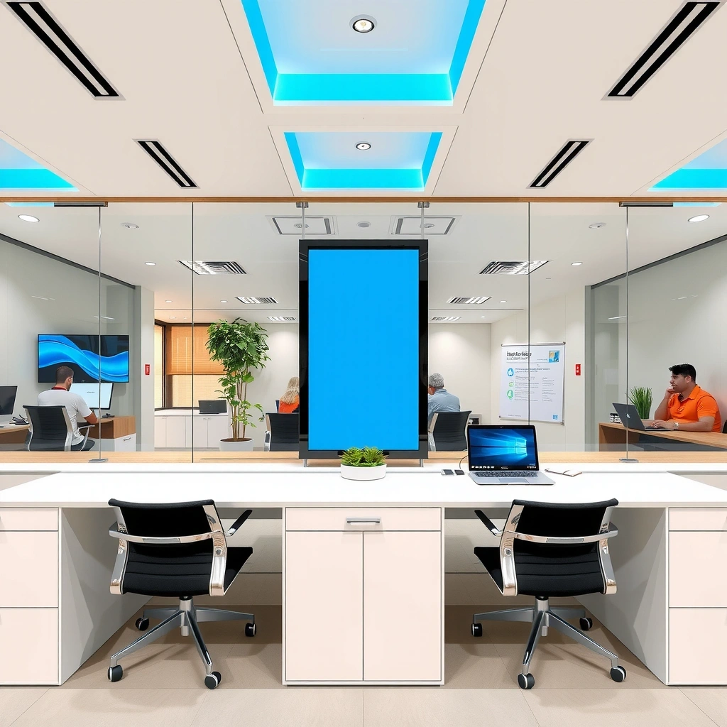 LeadNestX office interior in SM City Iloilo showing modern workspace with team collaborating